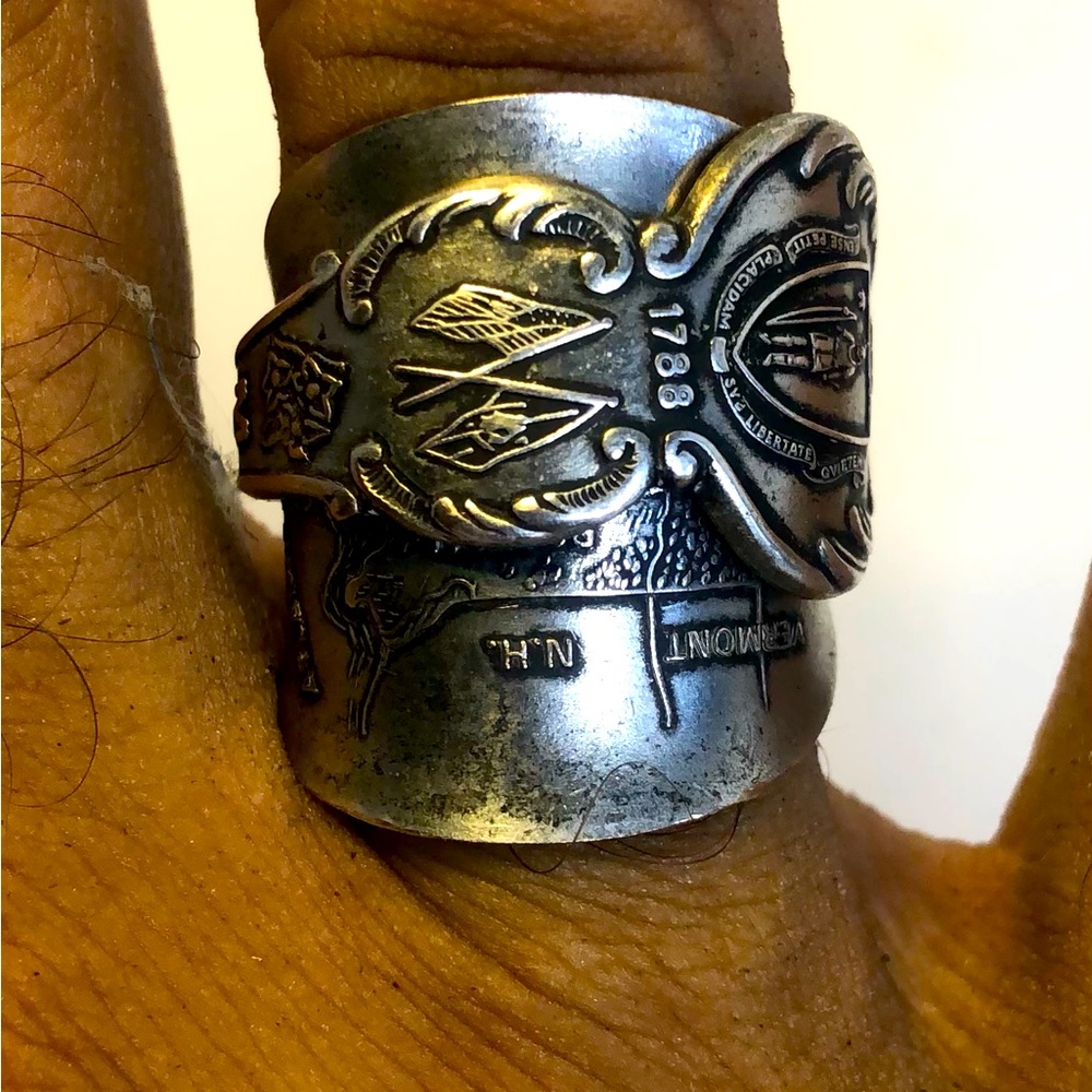 Massachusetts. Handcrafted Unisex Ring. American Heritage Spoon Ring. Size 8/9